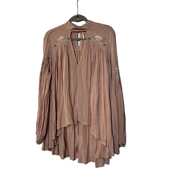 Free People Embroidered Womens Sweet Fantasy Blouse size XS Bohemian - Picture 1 of 8
